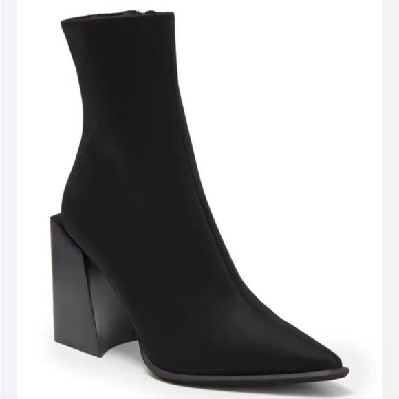 New Jeffrey Campbell Happy Hour Pointed Toe Stretch Black Boot high heels ankle - Picture 1 of 6
